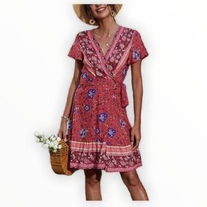 Boutique Floral Wrap Dress S